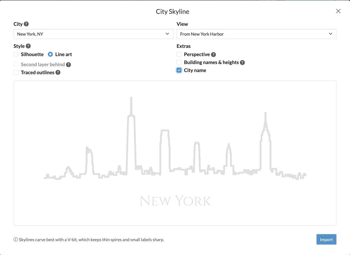 New York from the harbor as line art