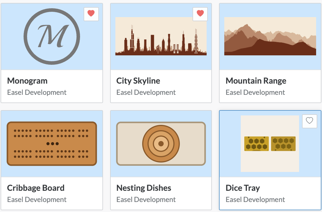 Hovering an app in the App Library shows an empty heart; favorited apps show a filled heart