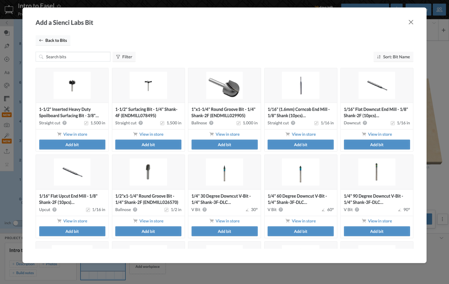 The Sienci Labs catalog in the Toolbox